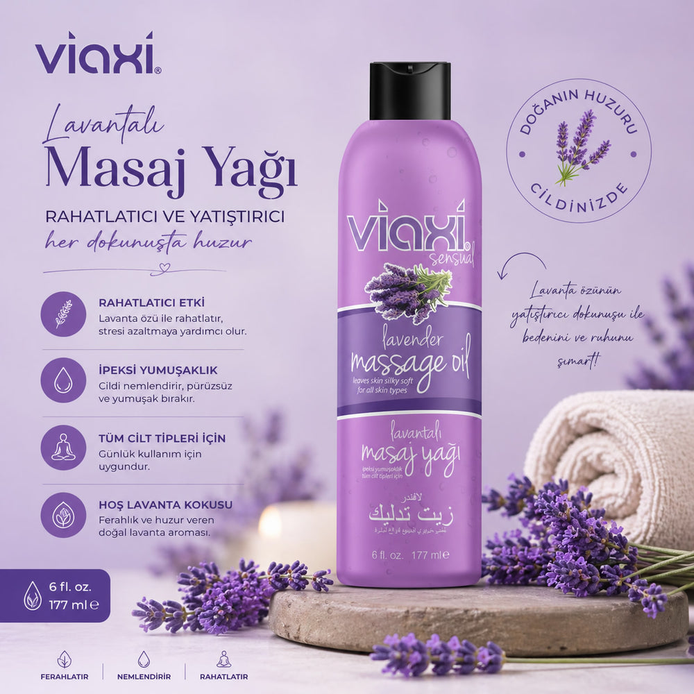 Viaxi Lavanta Aromalı Masaj Yağı | Rahatlatıcı & Nemlendirici | 177ml