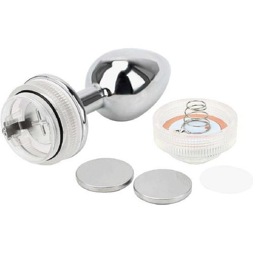 Led Işıklı Kumandalı Orta Boy Metal Anal Plug Anal Tıkaç 