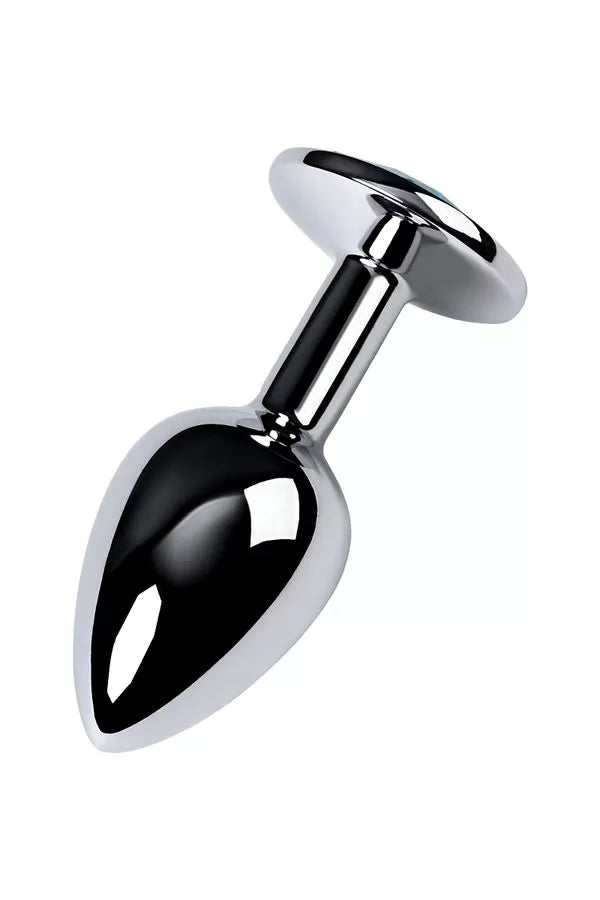 Mavi Metal Taşlı Özel Mücevheratlı Orta Boy Metal Anal Plug Tıkaç