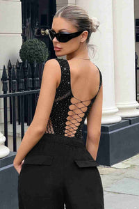 Aşk Fantazi Body Taşlı Vücut Çorabı Siyah
