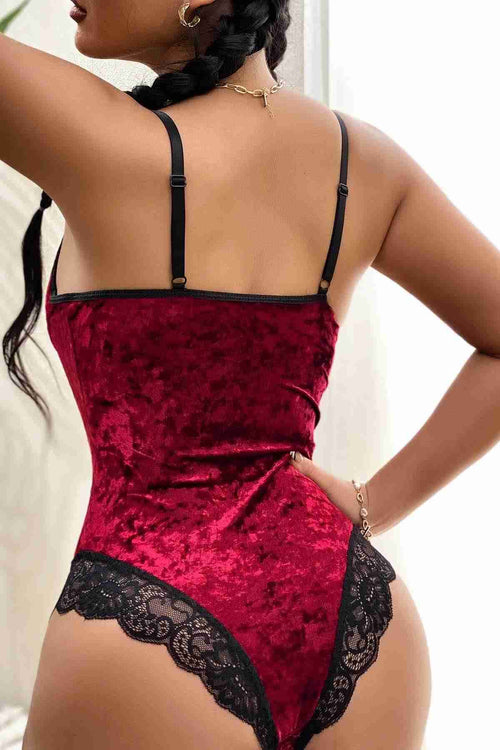 Aşk Fantazi Kadife Body Gecelik Babydoll Bordo Siyah