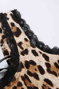 Sırt Detaylı Leopar Body Gecelik iç giyim Leopar Renkli