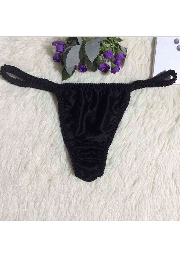 Fantazi Siyah Saten Tanga
