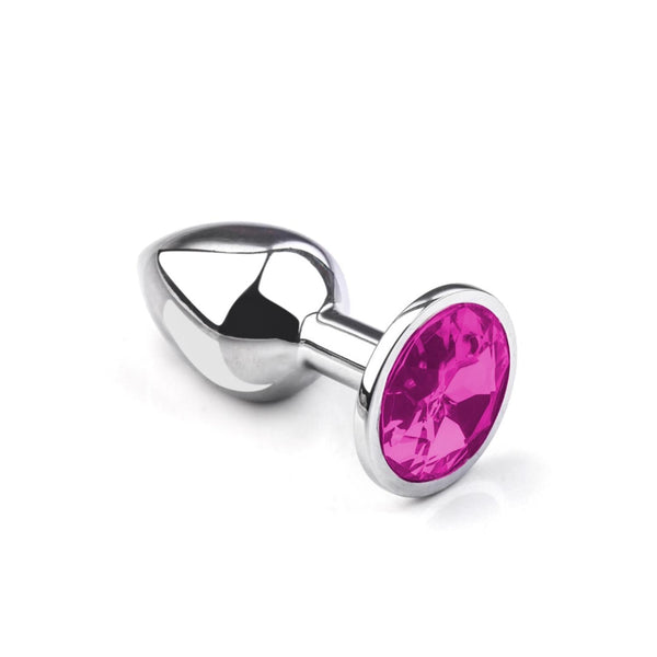 Metal Elmas Taşlı Anal Plug Pembe En Küçük Boy