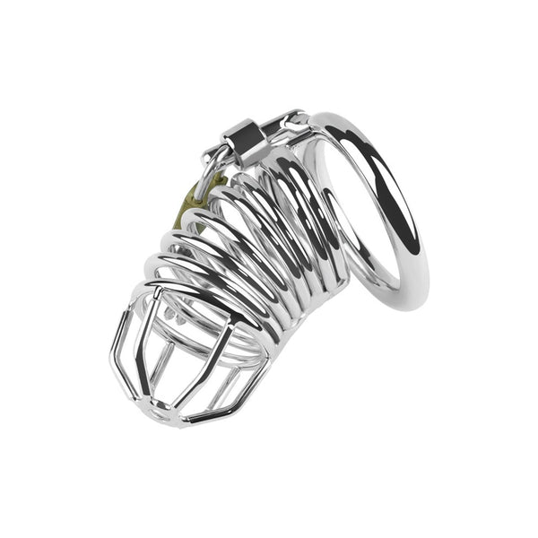 Fantezi Silver Metalik Çelik Özel Kilitli Fetiş Penis Kilit Kafesi 50 MM