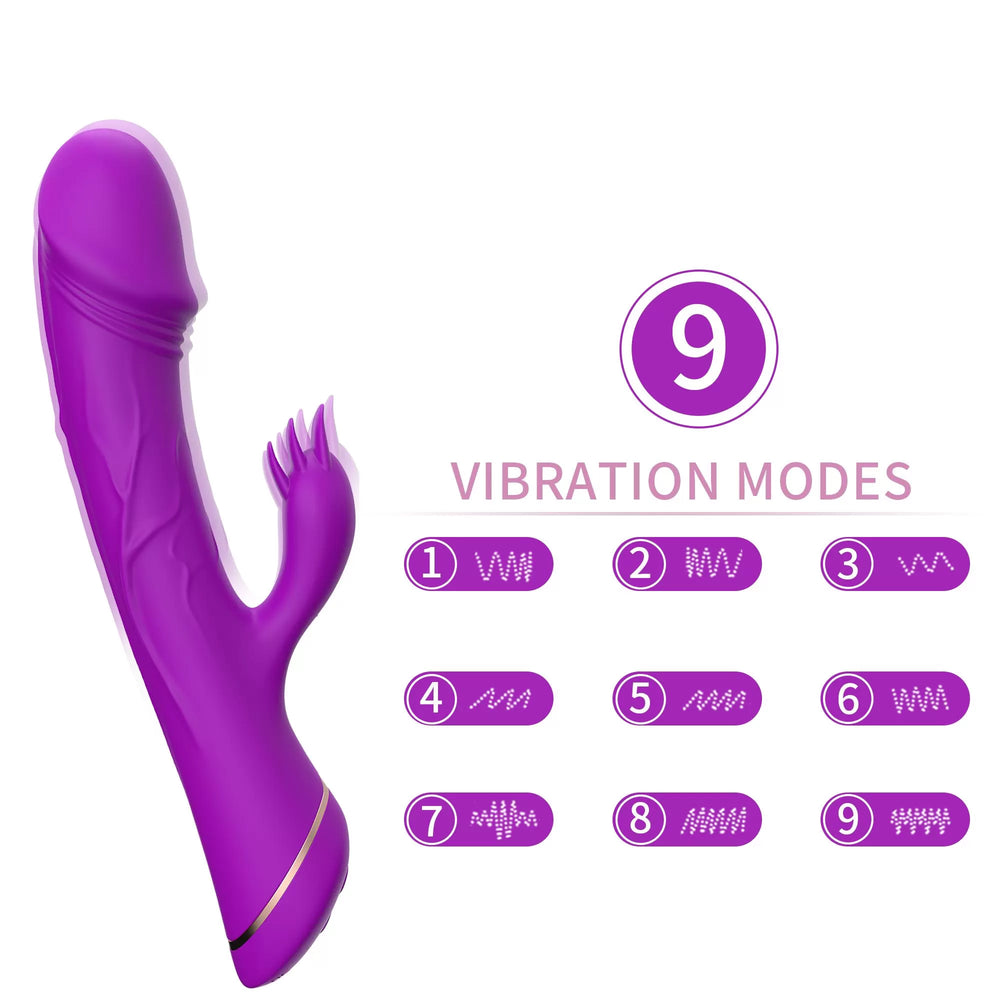 Mor Şarjlı Çift Motorlu G Nokta ve Klitoris Uyarıcı Rabbit Yapay Penis Vibratör