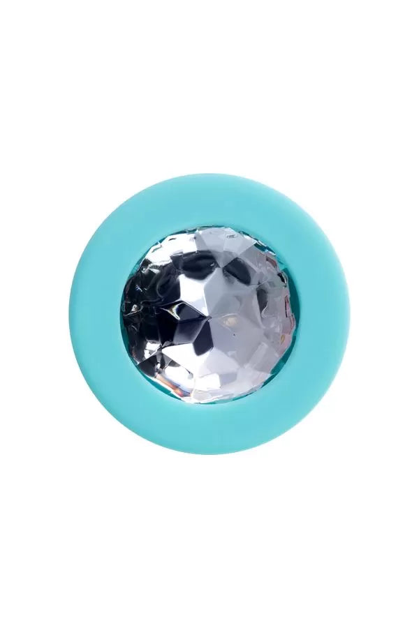 Muhteşem Mücevheratlı Silikon Anal Plug Su Yeşili 8 Cm