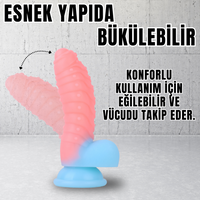 NEON ELITE Glow in the Dark - Karanlıkta Parlayan Tırtıklı Dildo Ultra Yumuşak Realistik Yapay Penis 