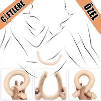 Realistik Dokulu  Çift Taraflı Çift Uçlu 34 CM Gerçekçi Yapay Penis Dildo