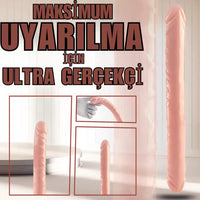 Realistik Dokulu  Çift Taraflı Çift Uçlu 34 CM Gerçekçi Yapay Penis Dildo