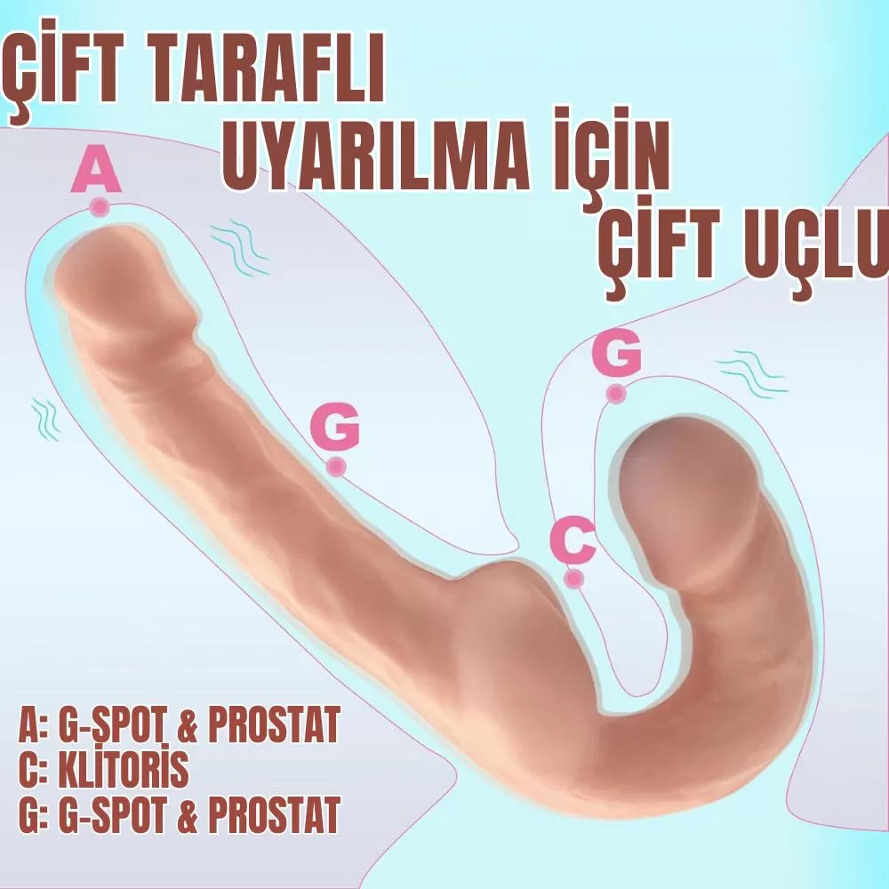 Realistik Dokulu Çift Taraflı Dildo Strapless Çift Uçlu Gerçekçi Yapay Penis Dildo