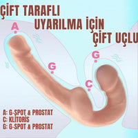 Realistik Dokulu Çift Taraflı Dildo Strapless Çift Uçlu Gerçekçi Yapay Penis Dildo