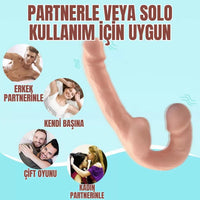 Realistik Dokulu Çift Taraflı Dildo Strapless Çift Uçlu Gerçekçi Yapay Penis Dildo