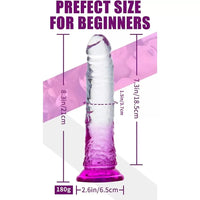 Realistik Jel Dokulu Testissiz Ultra Yumuşak Şeffaf Kırmızı Yapay Penis Dildo 