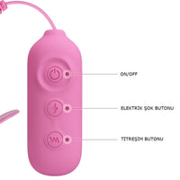 Romantik Dalga USB Şarjlı Titreşim & Elektro Şok Mandallı Göğüs Uyarıcı Takı
