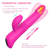 Şarjlı İleri Geri ve Dönme Hareketli Isıtmalı ve Titreşimli G Nokta ve Klitoris Uyarıcı Rabbit Vibratör