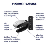 Satisfyer Double Fun Connect App Black Telefon Uyumlu Klitoris ve G-Spot Uyarıcı Çiftlere Özel Vibratör