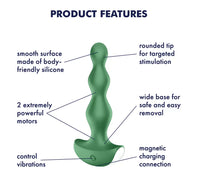 Satisfyer Lolli plug 2 Green Pürüzsüz ve İpeksi Boğumlu Anal Vibratör Plug