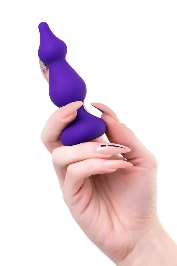 Tek Atış Boğumlu Silikon Anal Plug Tıkaç Mor 10 Cm