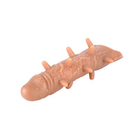 Tırtıklı Benekli Güçlü Titreşimli Ten Rengi Penis Kılıfı 6 CM Dolgulu