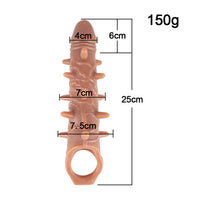 Tırtıklı Benekli Güçlü Titreşimli Ten Rengi Penis Kılıfı 6 CM Dolgulu