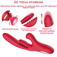 Titreşimli İleri Geri ve Aşağı Yukarı Dil Hareketli Klitoris Emişli Vibratör