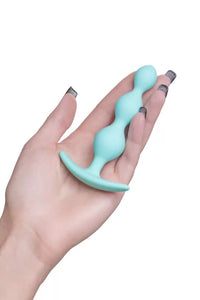 Üçlü Boğumlu Sıralı Silikon Anal Plug Su Yeşili 10,5 Cm 