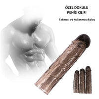 3 lü Penis Kılıfı Set Ucu Dolgulu Uzatmalı Prezervatif Dildo Penis
