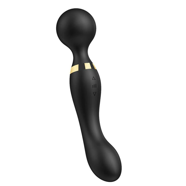 Siyah 360° Açılı Magic Wand Massager Çok Sessiz Masaj Orgazm Aleti 20 Fonksiyonlu Teknolojik Vibratör