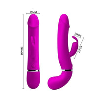 USB Şarjlı Su Fışkırtmalı 12 Fonksiyonlu Klitoris Uyarıcılı Tavşan Vibratör – Mor, 24 cm