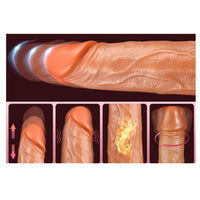 23 CM Uzaktan Kumandalı USB Şarjlı İleri Geri Hareketli Titreşimli Isıtmalı Dildo Yapay Penis