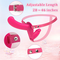 Uzaktan Kumandalı Double Çift Taraflı Titreşimli Strap-On Dildo Vibratör Penis Pembe