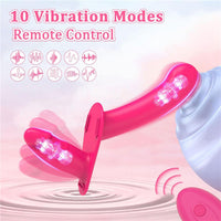 Uzaktan Kumandalı Double Çift Taraflı Titreşimli Strap-On Dildo Vibratör Penis Pembe