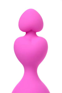 Uzun Tatlı Kalpli Kuyruklu Anal Zinciri Boğumlu Sıralı Anal Plug Fantezi Tıkaç Pembe 18,5 Cm