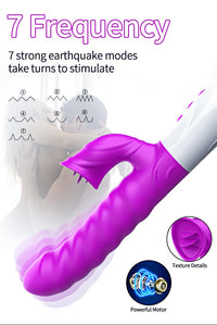 V40 - Şarjlı Akıllı Isıtma Özellikli Dil Hareketli Güçlü Titreşimli G-Spot ve Klitoris Uyarıcı 2 in 1 Yapay Penis Rabbit Vibratör