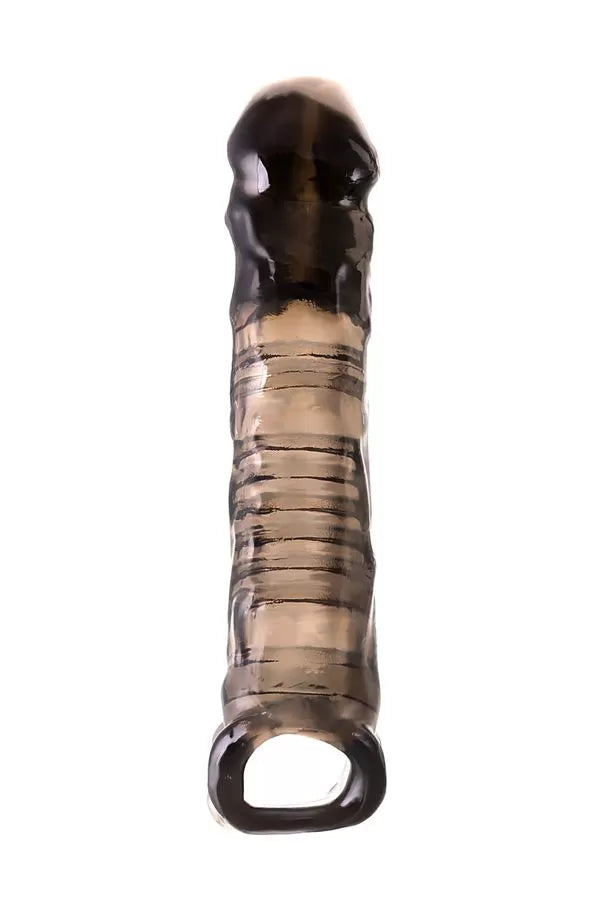 XL LOVER Siyah Şeffaf Testis Halkalı Silikon Penis Kılıfı 22,5 CM