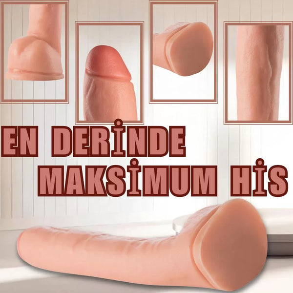 XXL Realistik Dokulu Kalın Dildo Mega Boy Gerçekçi Yapay Penis Dildo 38 CM